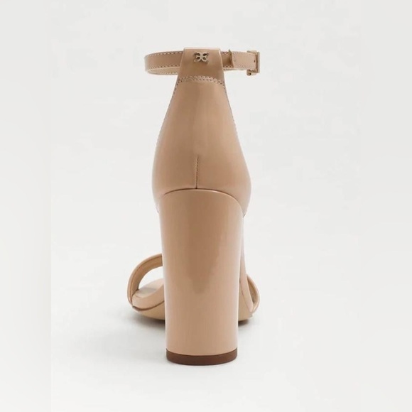 NIB Sam Edelman Yaro Ankle Strap Block Heel Sandals in Patent Beige Blush - Picture 5 of 13